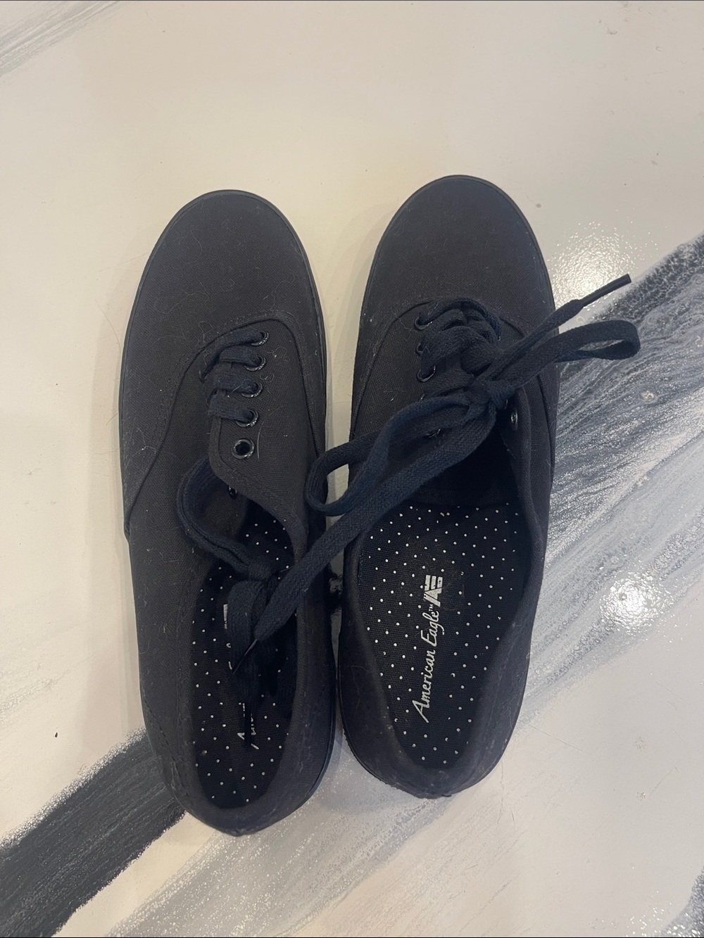 American Eagle Outfitters Women’s Black Canvas Lace-Up Sneakers